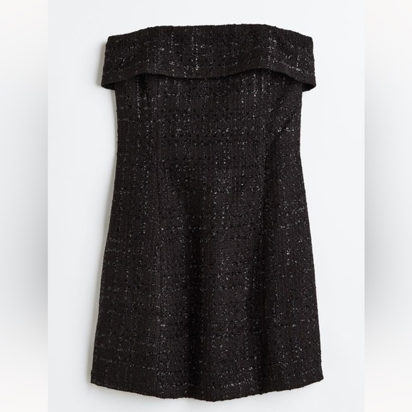 H&M NWT black tweed textured mini dress - Picture 5 of 7